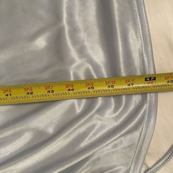 Baby Blue Satin Slip Dress Womens Size Extra Large Ruched Sleeveless - Picture 7 of 10